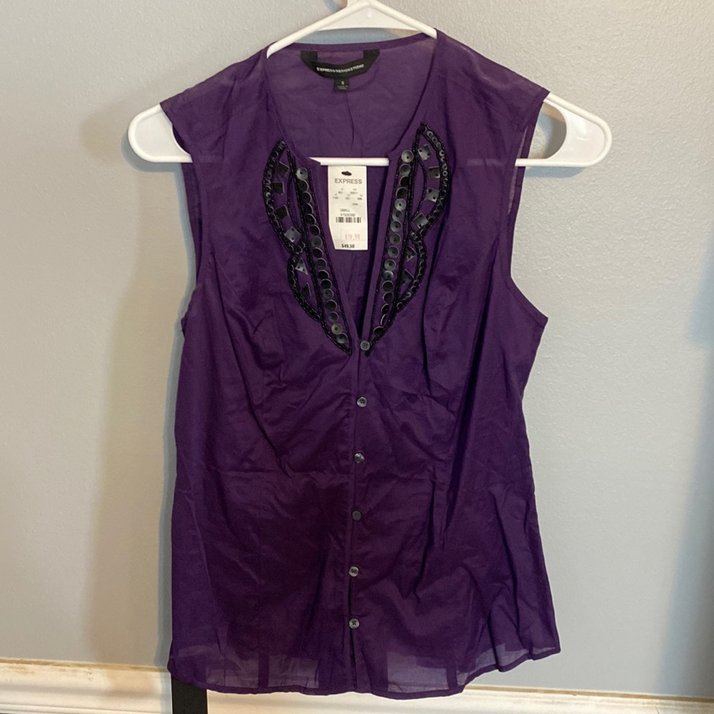 Express Sleeveless beaded detail top NWT